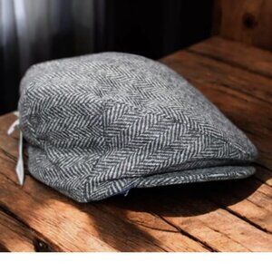 Vintage 100% Wool Herringbone Newsboy Hat Stafford Shire Flat Brim Wool Hat NWT